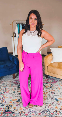 PERFECT PLEATED PANTS HOT PINK SIZES LEFT  8-10 LARGE
